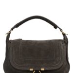 Chloé Dark Brown Suede Small Marcie Shoulder Bag Kohlbrown Borse A Mano - Women