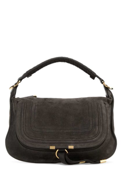 Chloé Dark Brown Suede Small Marcie Shoulder Bag Kohlbrown Borse A Mano - Women