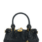 Chloé Paddington Black Shoulder Bag With Oversized Lock And C-Shaped Buckles Grained Leather Woman - Women