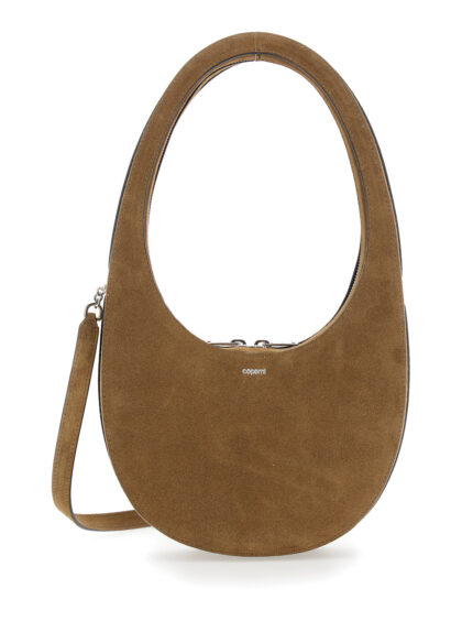Coperni Swipe Shoulder Bag with Embossed Logo and Adjustable Removable Brown Suede Strap for Women Cow Leather Crossbody - Women