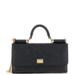 Dolce & Gabbana Crossbody Bag With Grained Leather Logo Plate Black Woman Calf Mini - Women