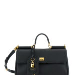 Dolce & Gabbana My Sicily Black Medium Handbag with Lock Detail and Adjustable Removable Leather Shoulder Strap for Women Calf Pvc Hand Bags - Women