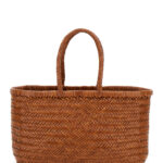 Dragon Diffusion Bamboo Triple Jump Light Brown Tote Bag With Two Top Handles Leather For Women - Women