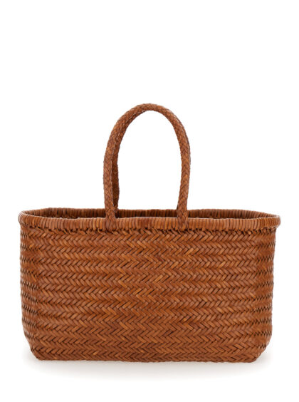 Dragon Diffusion Bamboo Triple Jump Light Brown Tote Bag With Two Top Handles Leather For Women - Women