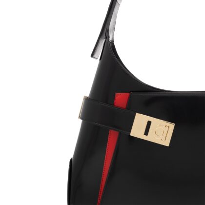 Ferragamo Arch Hobo Shoulder Bag Nero Calf Leather - Women