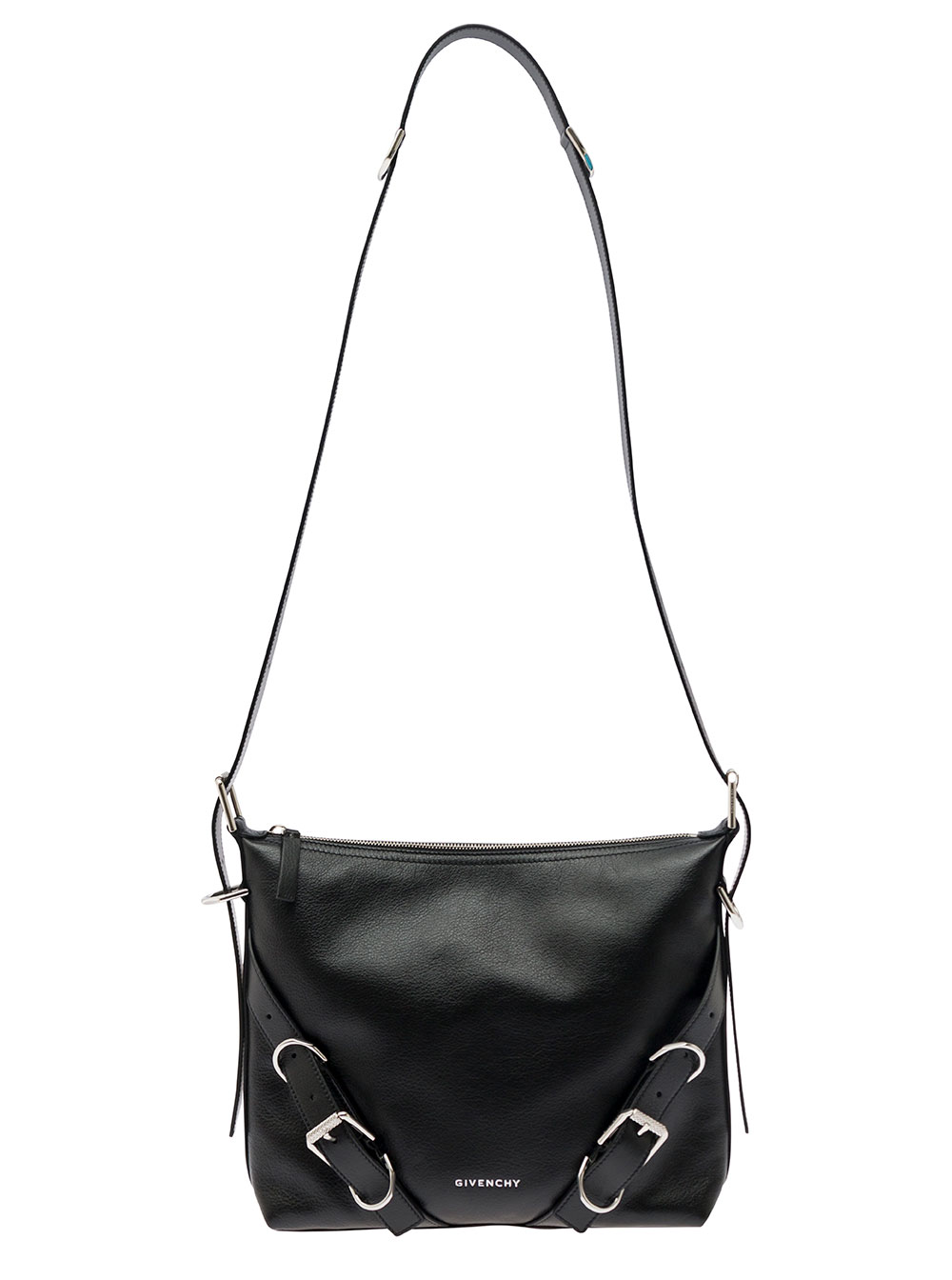 Givenchy Voyou White Crossbody Bag with Logo and Buckle Detail in Leather Man Black Calf - Men