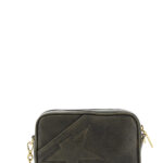 Golden Goose Shoulder Bag GWA00228A00075955357 with Removable Chain Strap and Star Patch on Black Leather Front for Women Cow Crossbody - Women