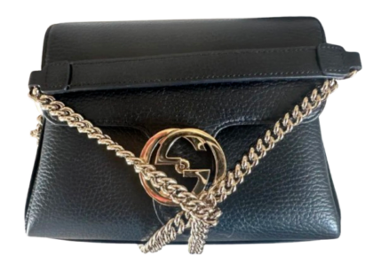 Gucci Black Leather Interlocking Crossbody Bag
