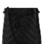 Gucci Black Leather Micro Gg Marmont Bucket Bag Blackblackblack Borse A Tracolla - Women