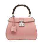 Gucci Pale Pink Lady Lock Bamboo Top Handle Bag