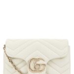Gucci White Leather Mini Gg Marmont Shoulder Bag Dustywhite Borse A Tracolla - Women