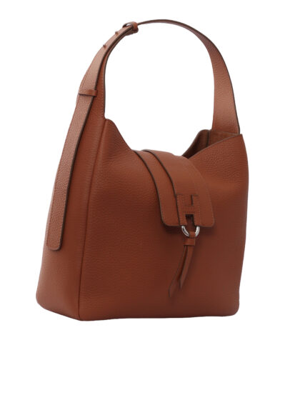 Hogan H01X HOBO MINI VERTICALE BAG Brown Calfskin Lining Handbag - Women