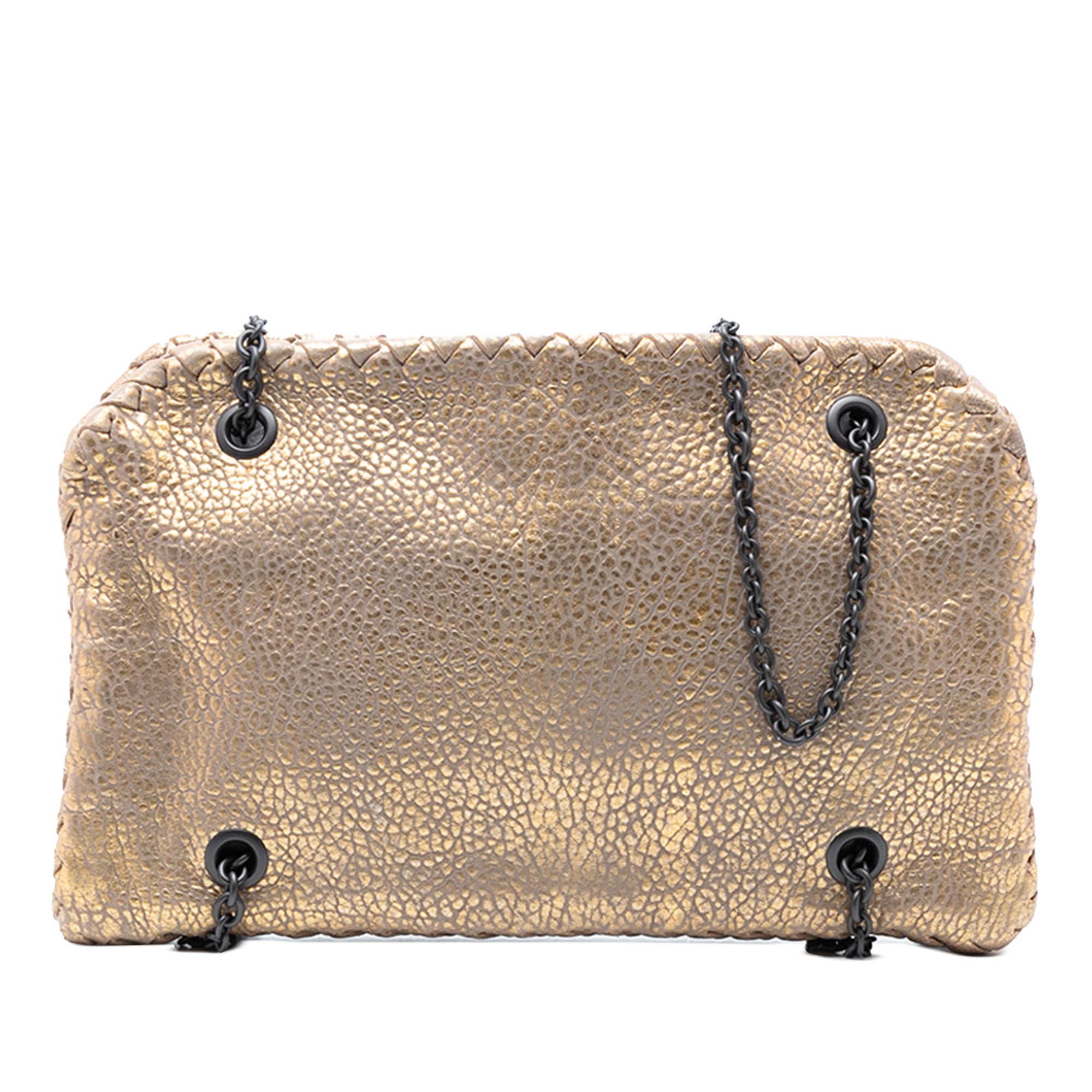 Intrecciato Trimmed Metallic Leather Duo Shoulder Bag