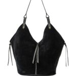 Isabel Marant Tampa Shoulder Bag Black Calf Velvet Leather Borsa - Women