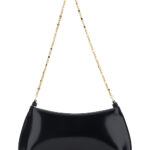 Jacquemus Le Petit Bisou Chaine Black Shoulder Bag with Chain Strap and Logo Lettering Plate on the Front in Patent Leather for Women Calf - Women