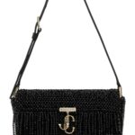 Jimmy Choo Black Satin Mini Avenue Shoulder Bag Blacklightgold Borse A Mano - Women