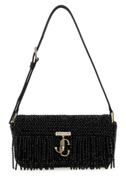 Jimmy Choo Black Satin Mini Avenue Shoulder Bag Blacklightgold Borse A Mano - Women