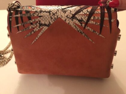 Jimmy Choo 'Petite Lockett' Palm Appliqué Suede Shoulder Bag