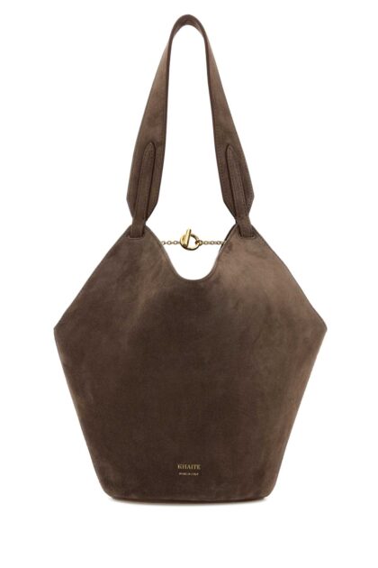 Khaite Mud Suede Mini Lotus Shoulder Bag Cedar Baby Calfskin Borse A Mano - Women