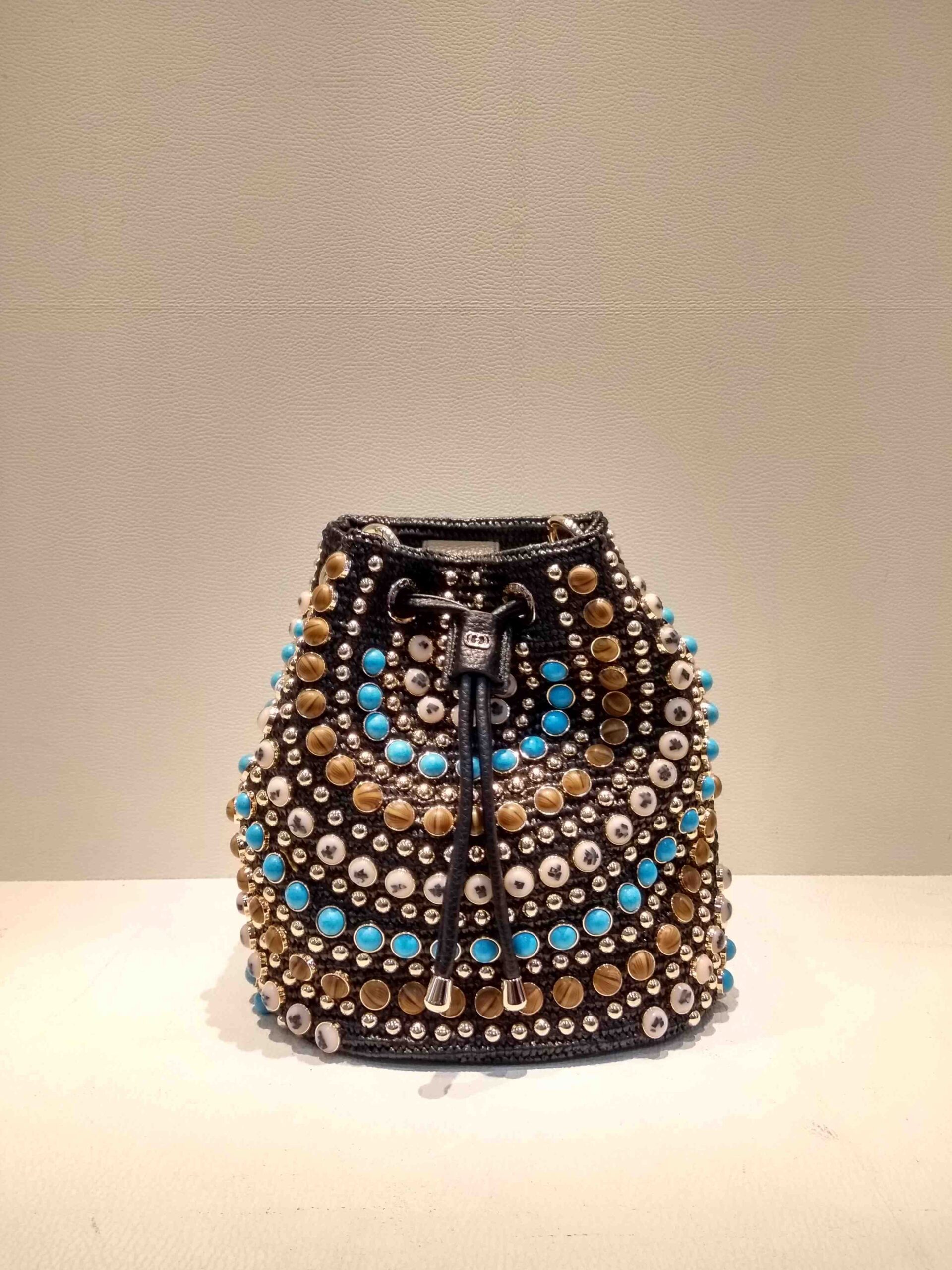 La Carrie Andromeda Stones Bucket Black Canvas Bag - Women