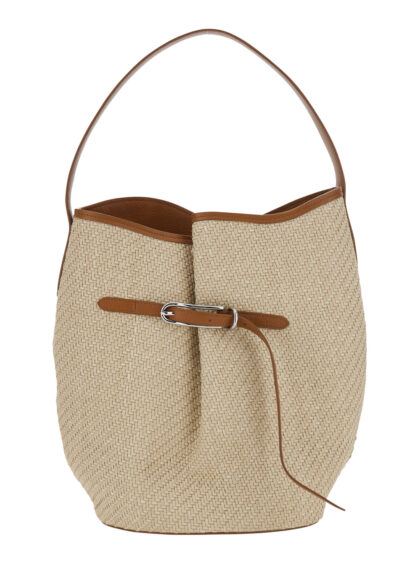 Liffner Shoulder Bag Belted Bucket Large Raffia Beige In Women Viscose Cotton - Women