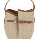 Liffner Shoulder Bag Belted Bucket Raffia Beige With Handle And Leather Belt Detail. In Viscose Cotton. Women. Cotton - Women