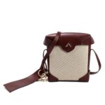 Manu Atelier Chocolate Brown Leather and Canvas Mini Pristine Crossbody Bag