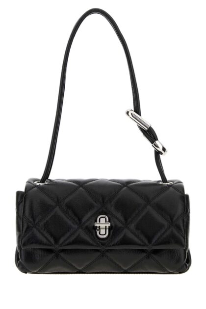 Marc Jacobs Black Leather The Quilted Mini Dual Shoulder Bag Cow Borse A Mano - Women