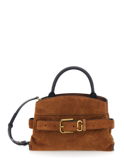 Marc Jacobs Handbag The Satchel Dakota Small with Logo Imprinted on Back and Closure Brown Suede Belt for Women Cow Leather Hand Bags - Women