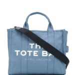 Marc Jacobs Shopper Tote The Traveller in Blue Canvas with Logo Print Light Cotton Hand Bags - Women