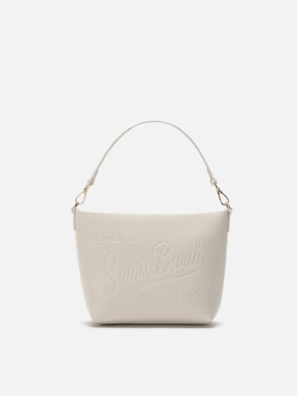 Mc2 Saint Barth Aline Shoulder Bag Hammered Leather White - Unisex