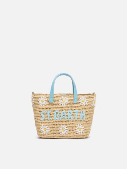Mc2 Saint Barth Beige Raffia City Mini Bag With Daisy Embroidery __single__ - Unisex