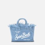 Mc2 Saint Barth Blue Solid Linen Vanity Mini Bag With Removable Strap Sky - Unisex