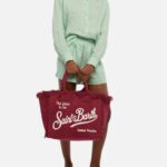Mc2 Saint Barth Burgundy Cotton Canvas Vanity Tote Bag __single__ - Unisex