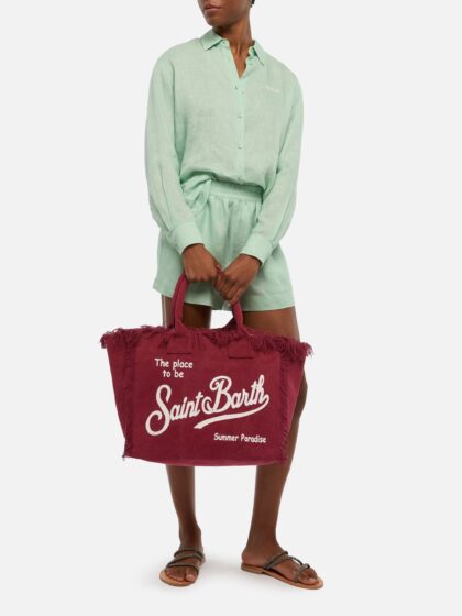 Mc2 Saint Barth Burgundy Cotton Canvas Vanity Tote Bag __single__ - Unisex