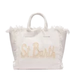 Mc2 Saint Barth Cotton Canvas Vanity Tote Bag With St. Barth Patch Logo White - Unisex
