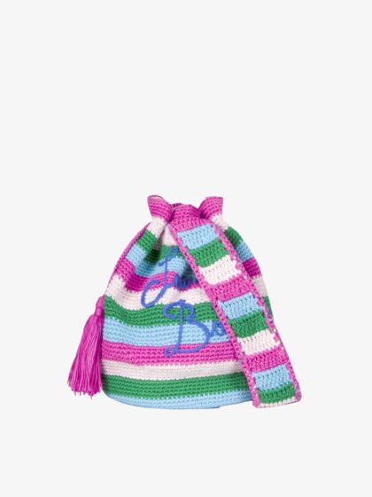 Mc2 Saint Barth Crochet Bucket Multicolor Striped Crochet Bucket Bag - Unisex