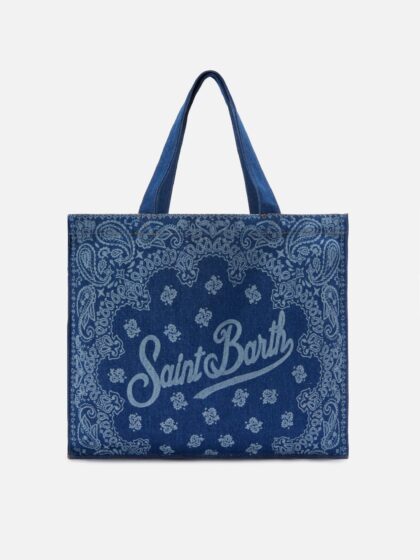 Mc2 Saint Barth Essential Denim Tote Bag With Bandana Print And Contrasting Logo __single__ - Unisex