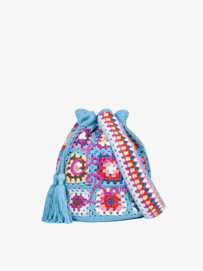 Mc2 Saint Barth Handmade Crochet Bucket Bag Blue - Unisex