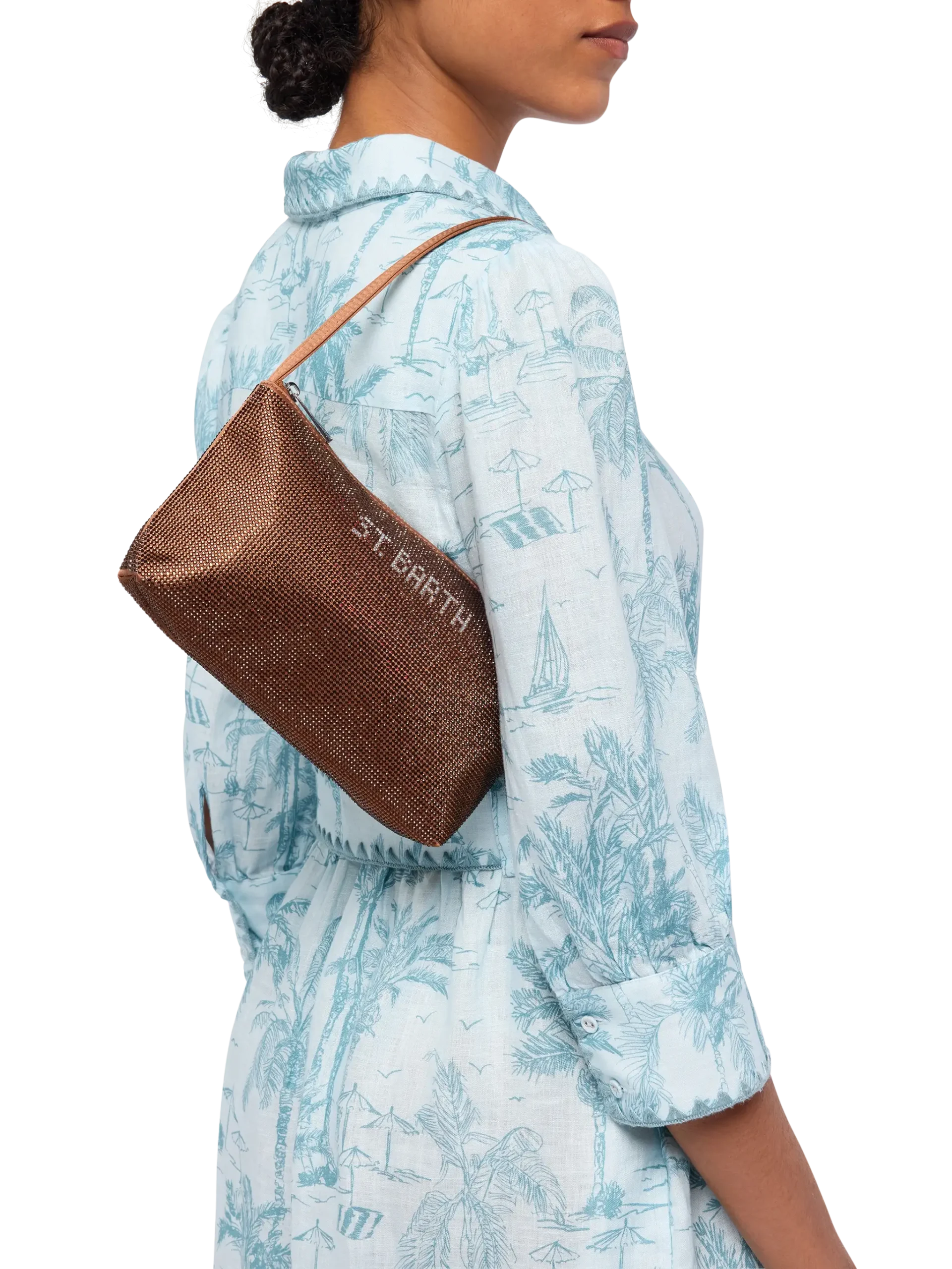 Mc2 Saint Barth Mini Bag Strassy With Brown Rhinestones __single__ - Unisex
