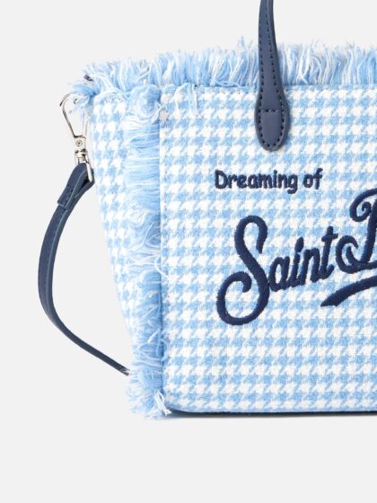 Mc2 Saint Barth Mini Vanity Wooly Handbag With Shiny Pied De Poule Pattern Sky Bag - Unisex