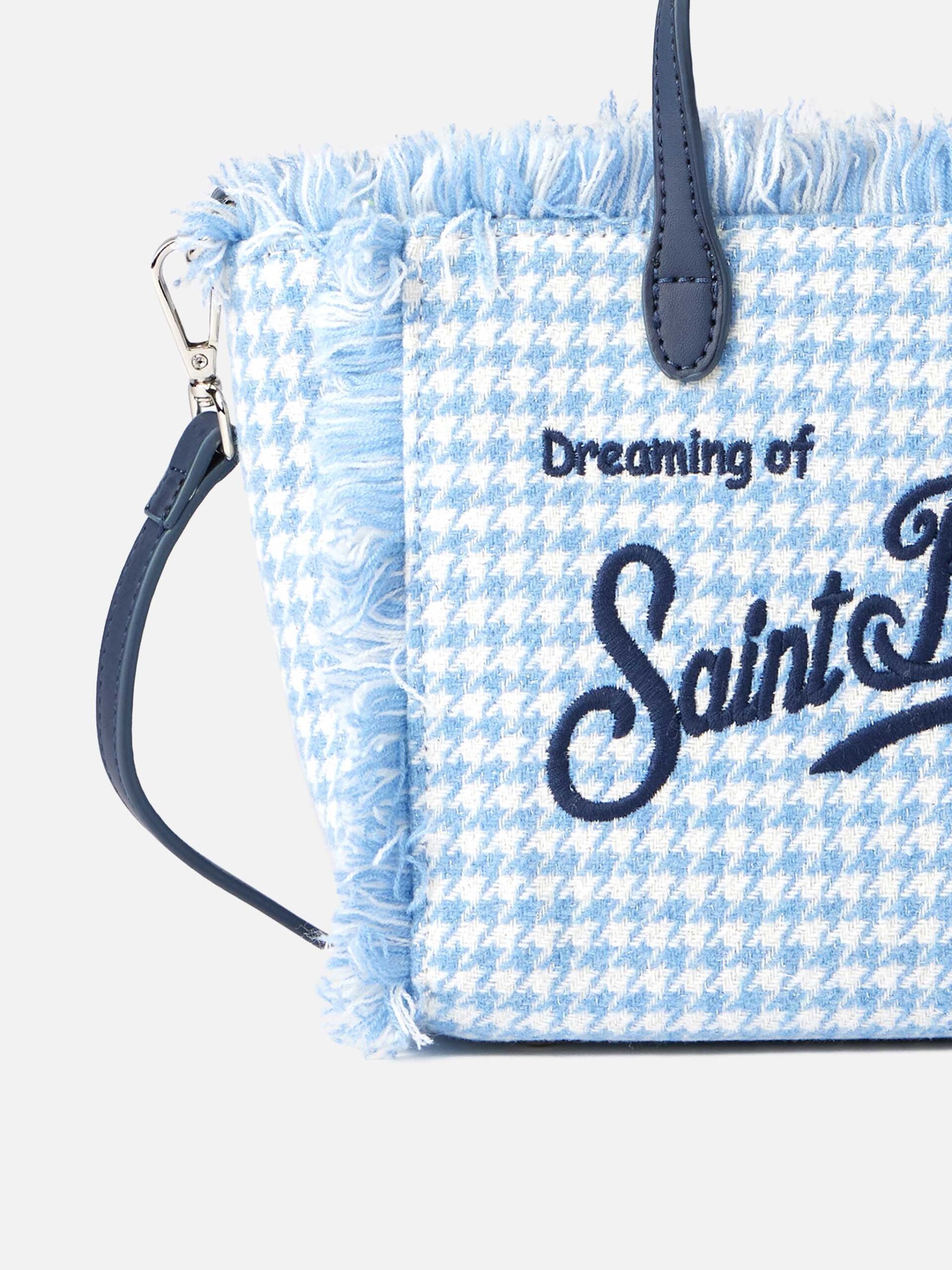 Mc2 Saint Barth Mini Vanity Wooly Handbag With Shiny Pied De Poule Pattern Sky Bag - Unisex