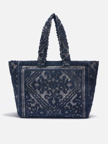 Mc2 Saint Barth Navy Blue Tufting Cotton Tote Bag - Unisex
