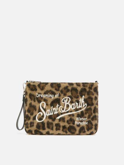 Mc2 Saint Barth Parisienne Crossbody Bag In Leopard Wool Blend __single__ Pochette - Unisex