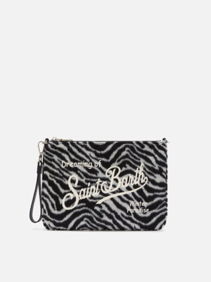 Mc2 Saint Barth Parisienne Crossbody Bag In Zebra Wool Blend __single__ Pochette - Unisex