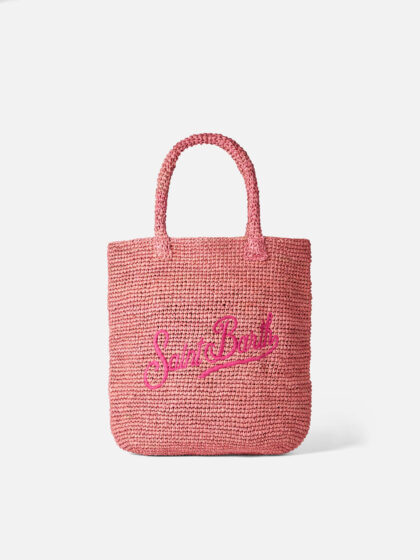 Mc2 Saint Barth Raffia Bucket Pink Bag With Embroidery __single__ - Unisex