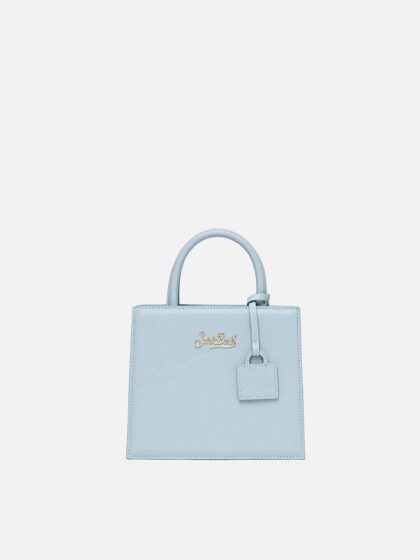 Mc2 Saint Barth Shop Bag Mini In Light Blue Leather __single__ - Unisex