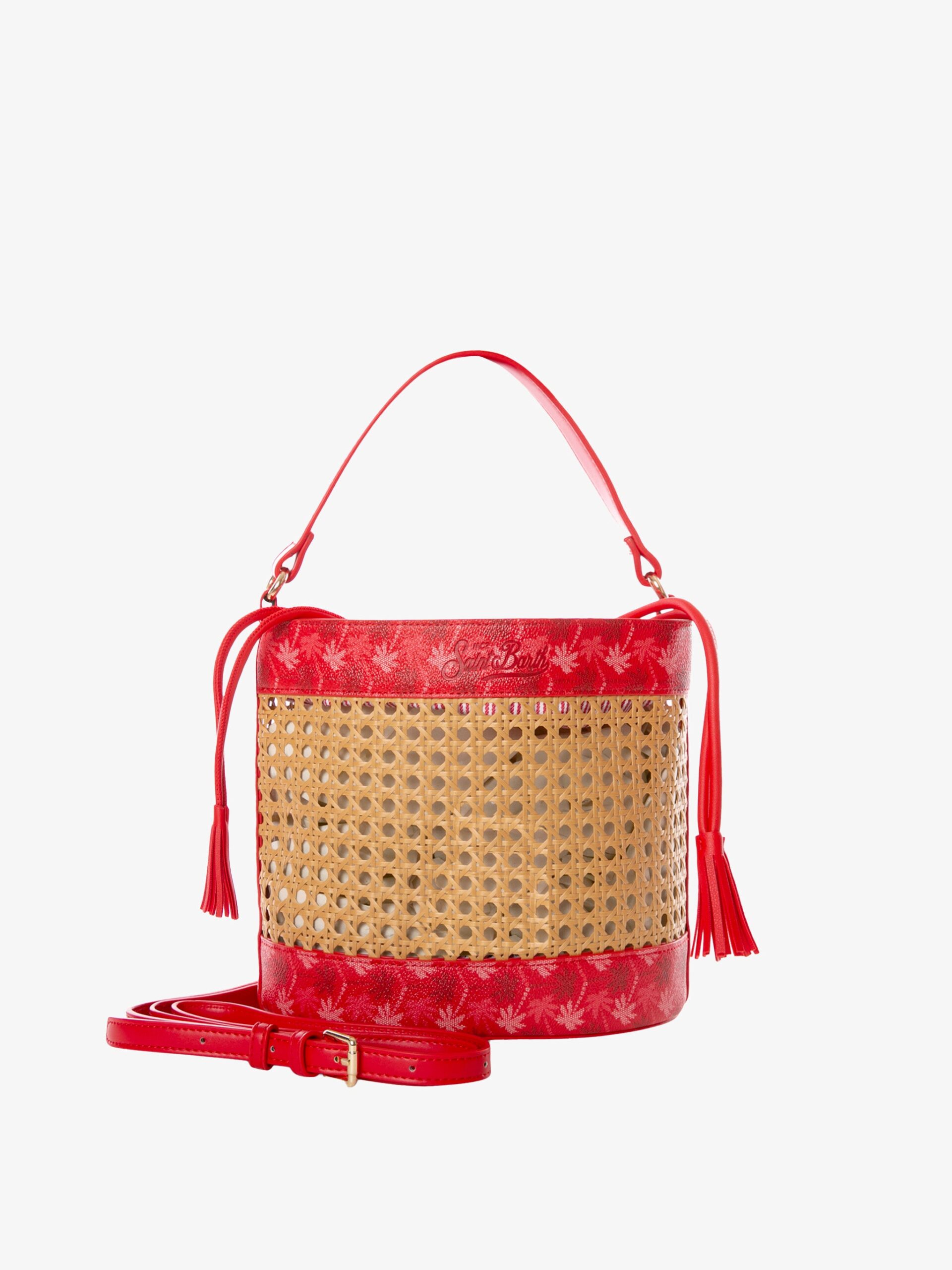 Mc2 Saint Barth Straw Bucket Bag With Red Monogram Details __single__ - Unisex