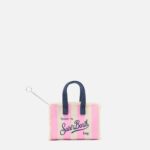 Mc2 Saint Barth Striped Fabric Mini Bag-shaped Keychain With Embroidered Logo Pink Small Accessories - Unisex