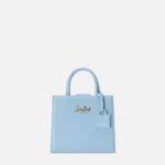Mc2 Saint Barth Structured Shop Mini Bag Light Blue Smooth Leather With Metal Tag - Unisex